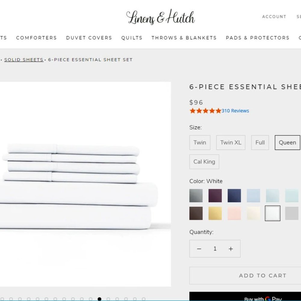 SO SOFT ☁ Linens & Hutch 6pc White Queen Sheet Set